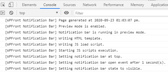 Notification bar logs example.